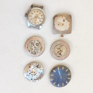 Lot of 6 Vintage Mechanical Watch Movements - Not Working - For Parts -Lot#11684