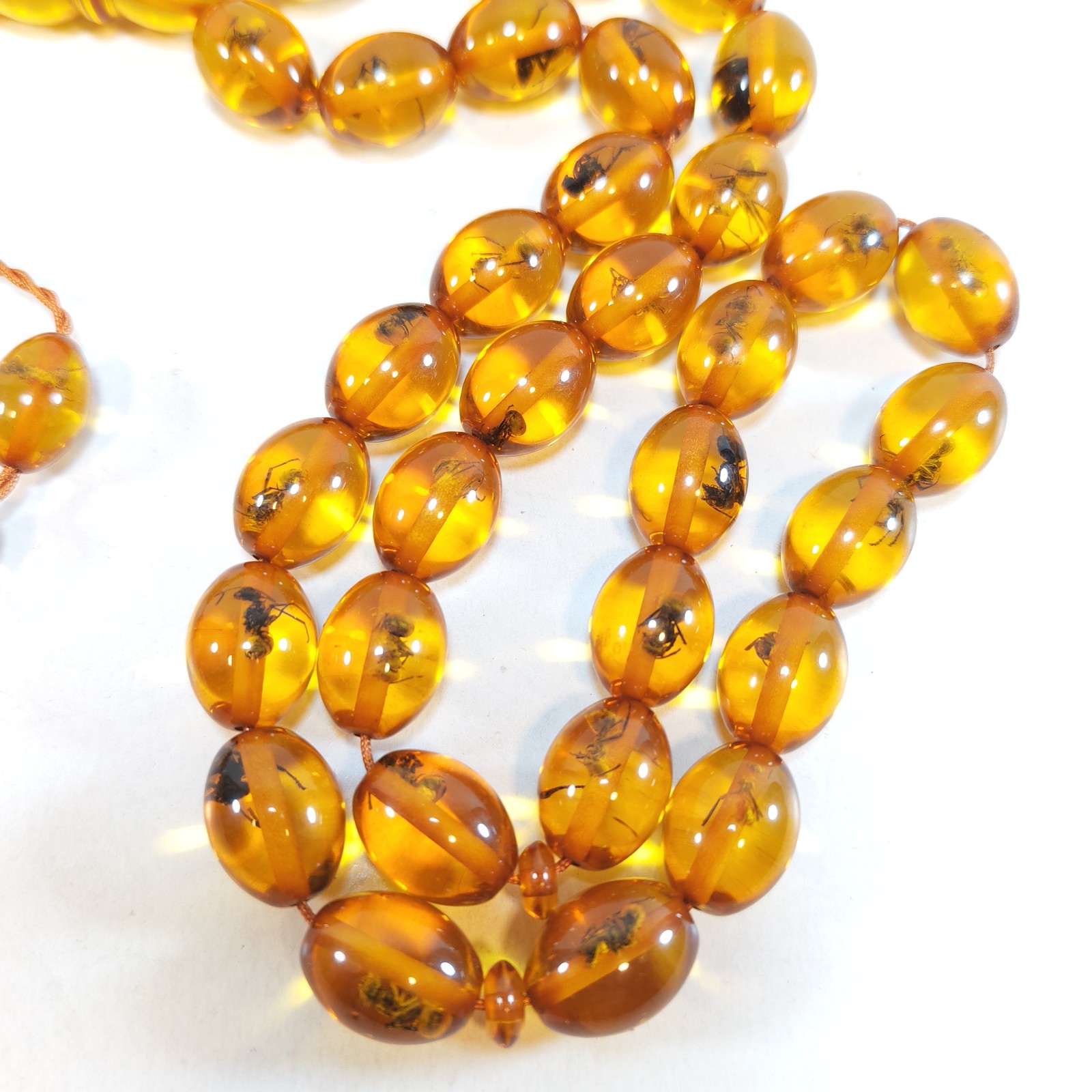 33 Beads Pressed Amber Tasbih Insect Inclusion Prayer Beads Misbaha detail photograph