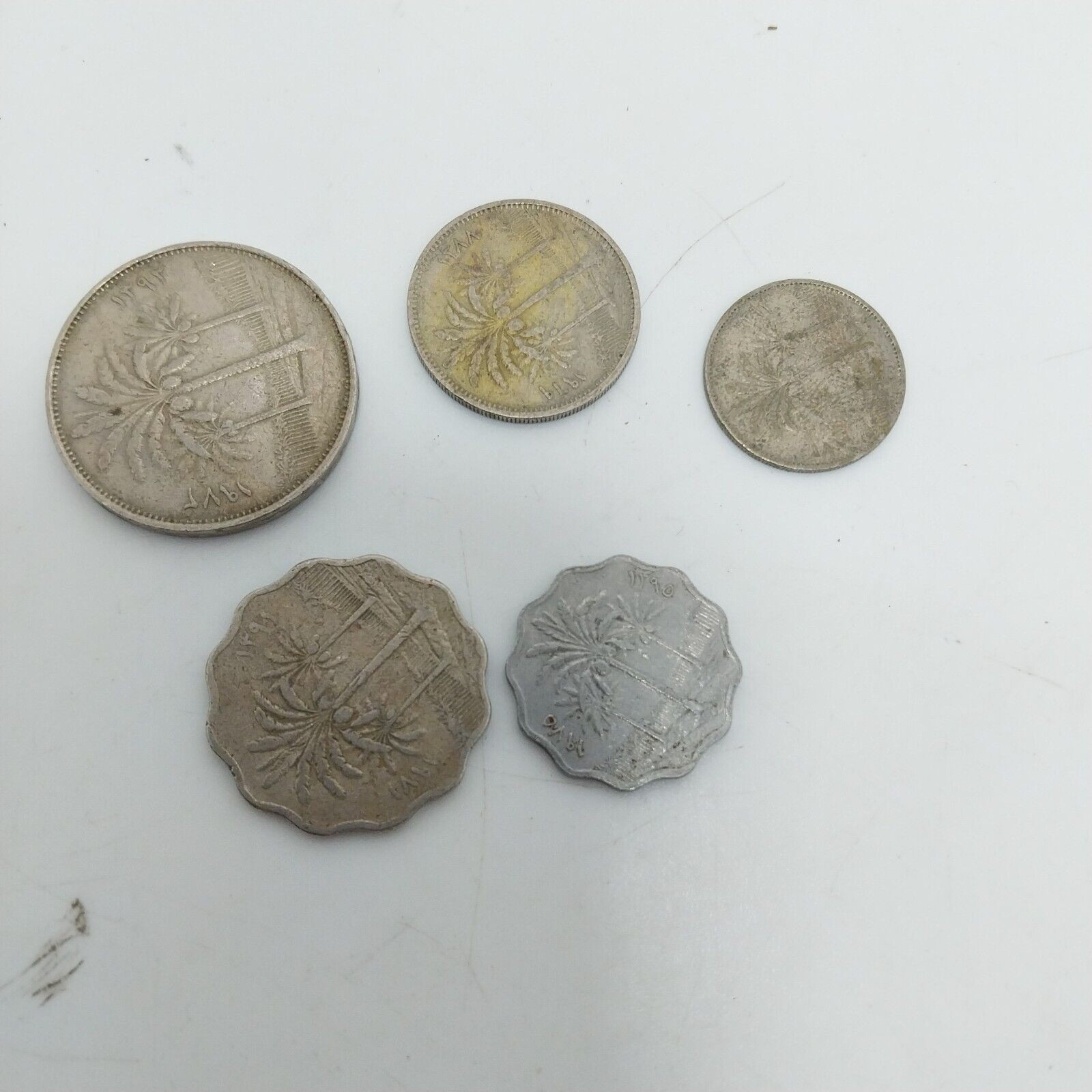 Iraq 5 Coins 5 10 25 50 100 Fils Used 1969-1975 detail photograph