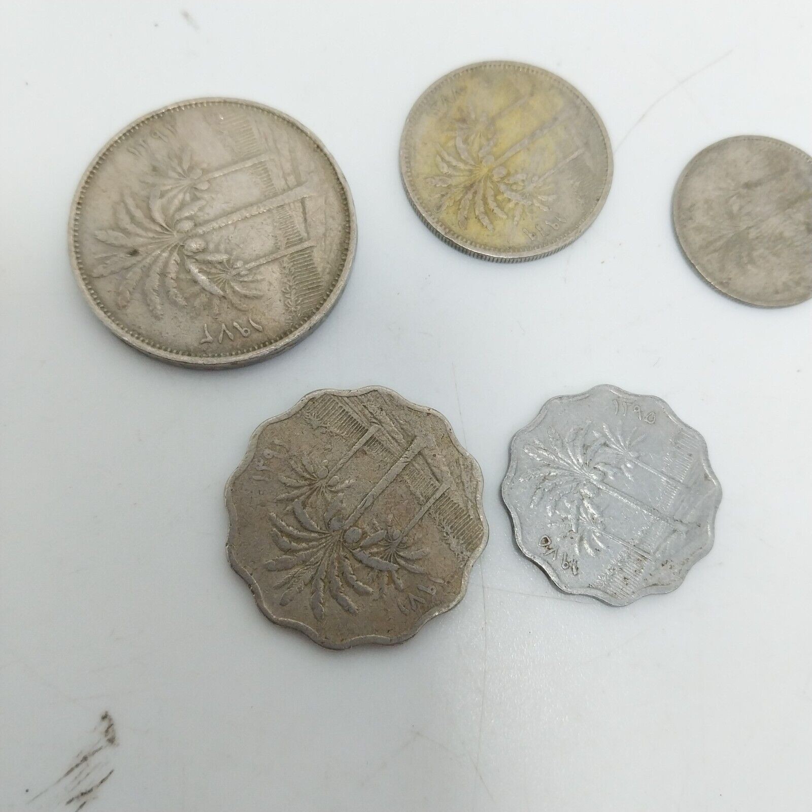 Iraq 5 Coins 5 10 25 50 100 Fils Used 1969-1975 detail photograph