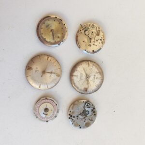 Lot of 6 Vintage Mechanical Watch Movements - Not Working - For Parts -Lot#11701