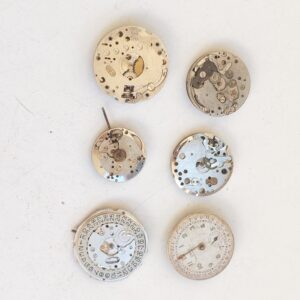 Lot of 6 Vintage Mechanical Watch Movements - Not Working - For Parts -Lot#11706