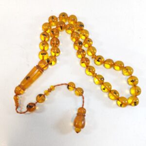 33 Beads Pressed Amber Tasbih Insect Inclusion Prayer Beads Misbaha Islamic 12mm sold by Sweilems in Amman
