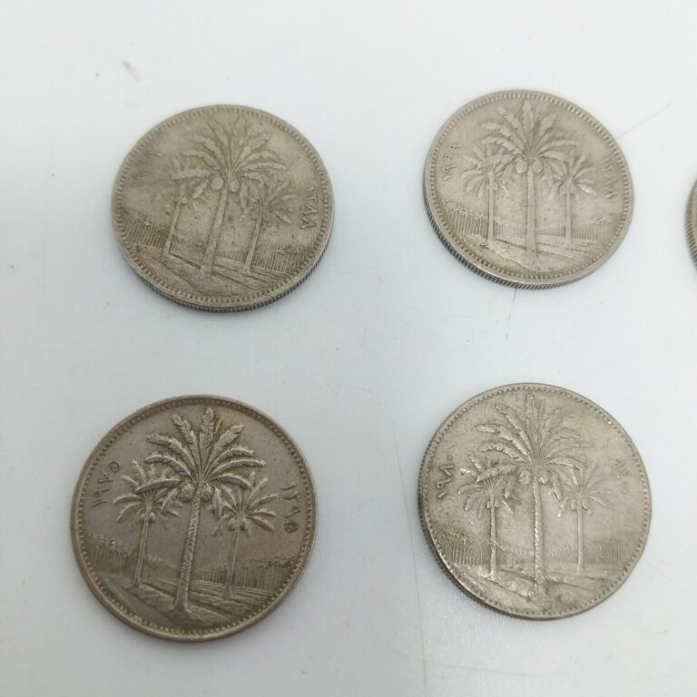 Iraq lot of 6 50Fils Coins Different Dates 1969-1981 detail photograph