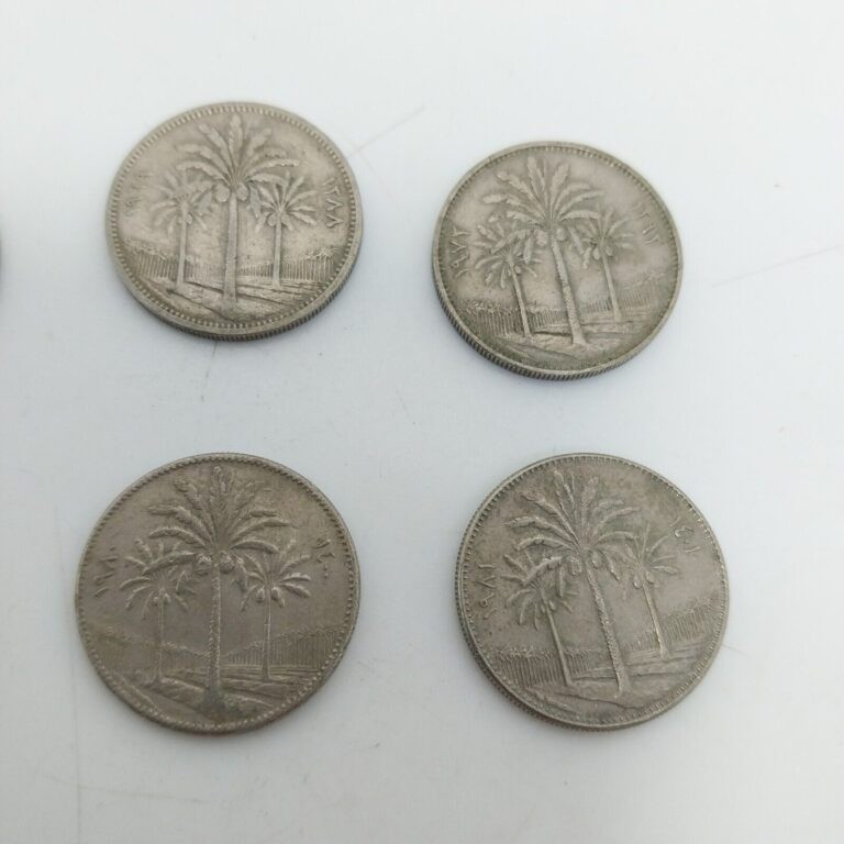 Iraq lot of 6 50Fils Coins Different Dates 1969-1981 detail photograph