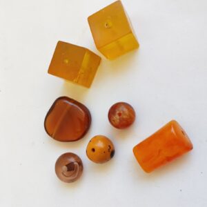 Vintage 7 Beads / Cubes , Plastic? unknown material