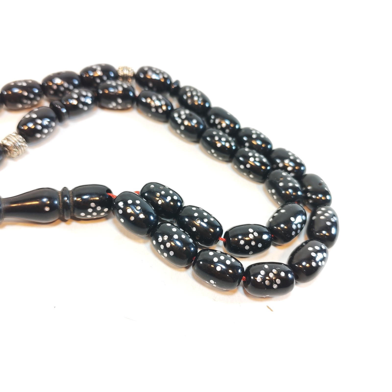 33 Beads Kuka Wood Tasbih Black Inlay Prayer Beads Misbaha Subha 14 10mm detail photograph