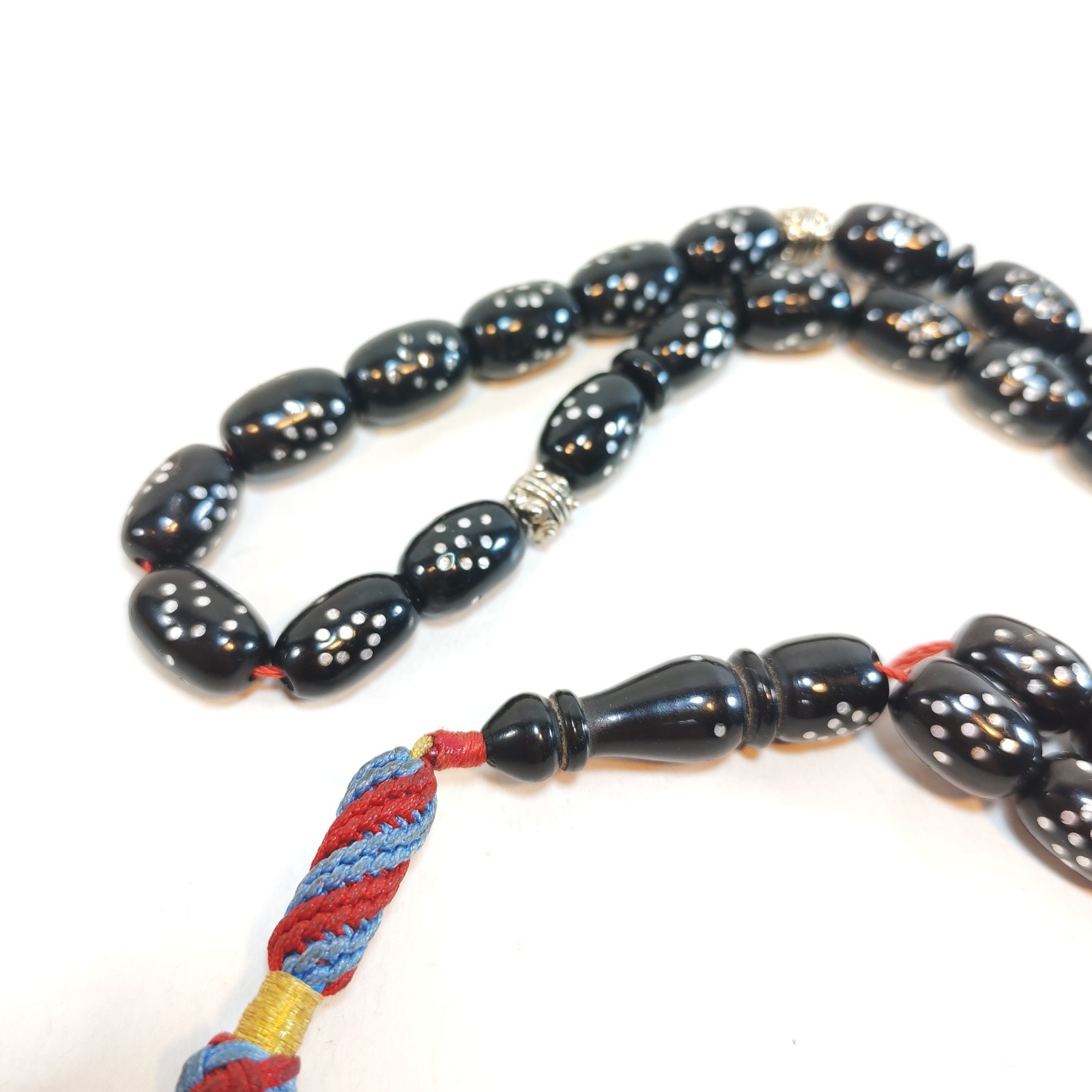 33 Beads Kuka Wood Tasbih Black Inlay Prayer Beads Misbaha Subha 14 10mm detail photograph