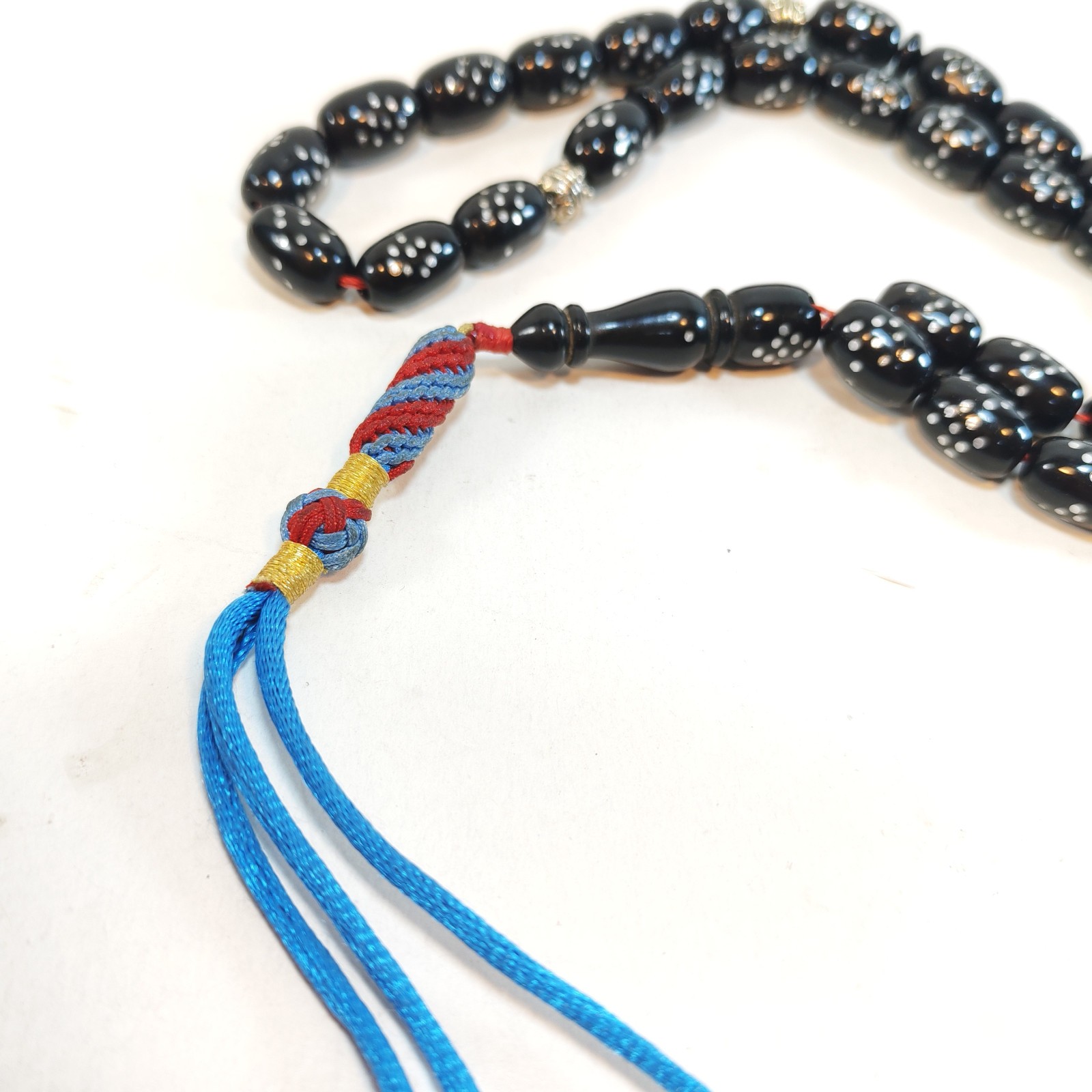 33 Beads Kuka Wood Tasbih Black Inlay Prayer Beads Misbaha Subha 14 10mm detail photograph