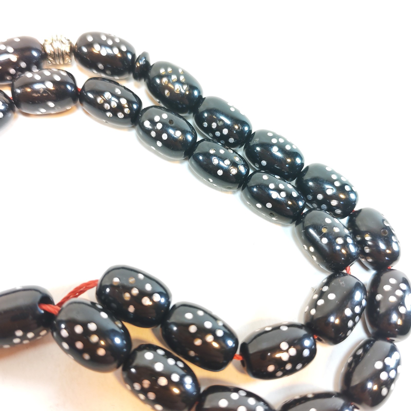 33 Beads Kuka Wood Tasbih Black Inlay Prayer Beads Misbaha Subha 14 10mm detail photograph
