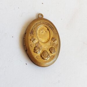 Locket Necklace Roses Flowers Photo Holder Keepsake Pendant Oval Locket