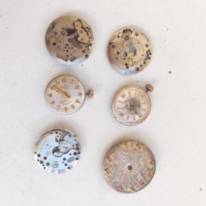 Lot of 6 Vintage Mechanical Watch Movements - Not Working - For Parts -Lot#11683