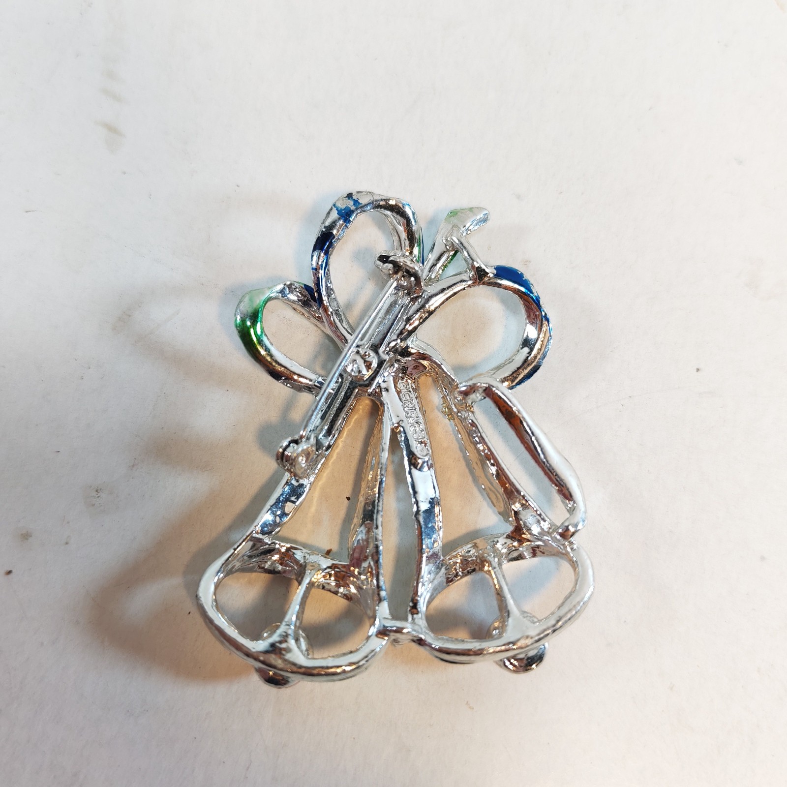 Bells Brooch Pin Enamel Silver Tone by Gerry's Vintage 2 detail photograph