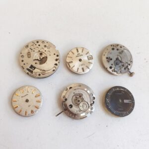 Lot of 6 Vintage Mechanical Watch Movements - Not Working - For Parts -Lot#11687