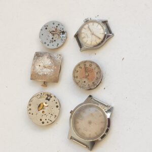 Lot of 6 Vintage Mechanical Watch Movements - Not Working - For Parts -Lot#11703
